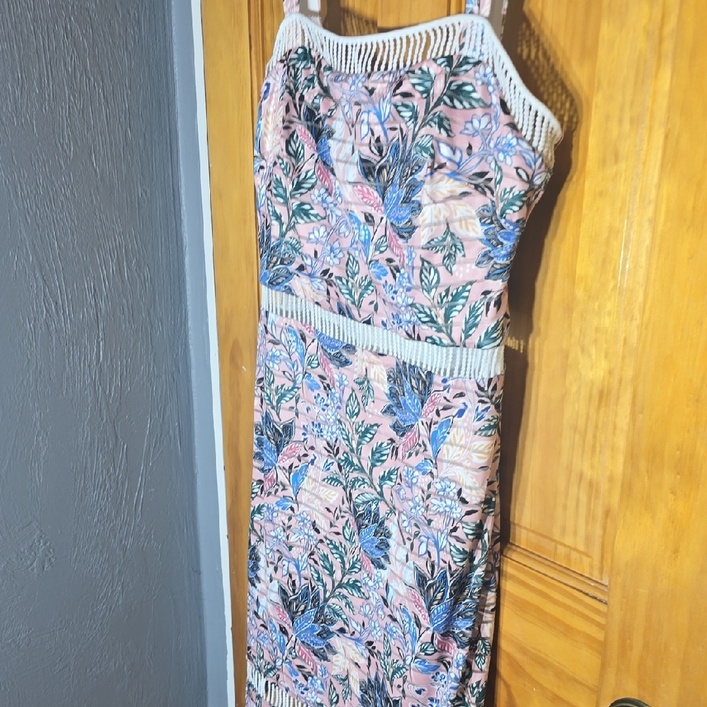 Box D Guess Tropical Floral Dress with Stripes Size 10 Builtin Bra